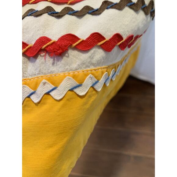 Vintage Apron For Women White Yellow Half Hand Embroidery Handmade Donkey Cart - Picture 5 of 12